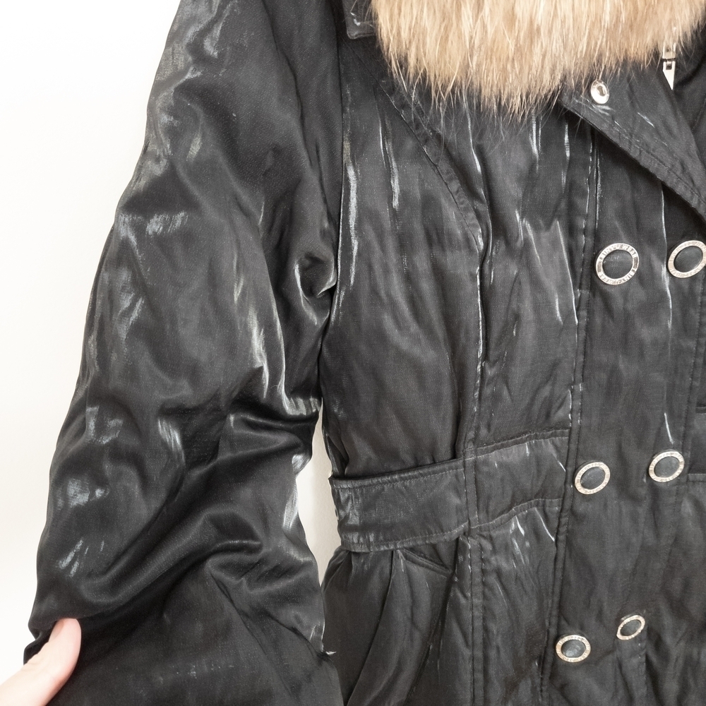 Flash Geo Metallic Mobwife Black Fur-Trimmed down parka - Picture 3 of 9
